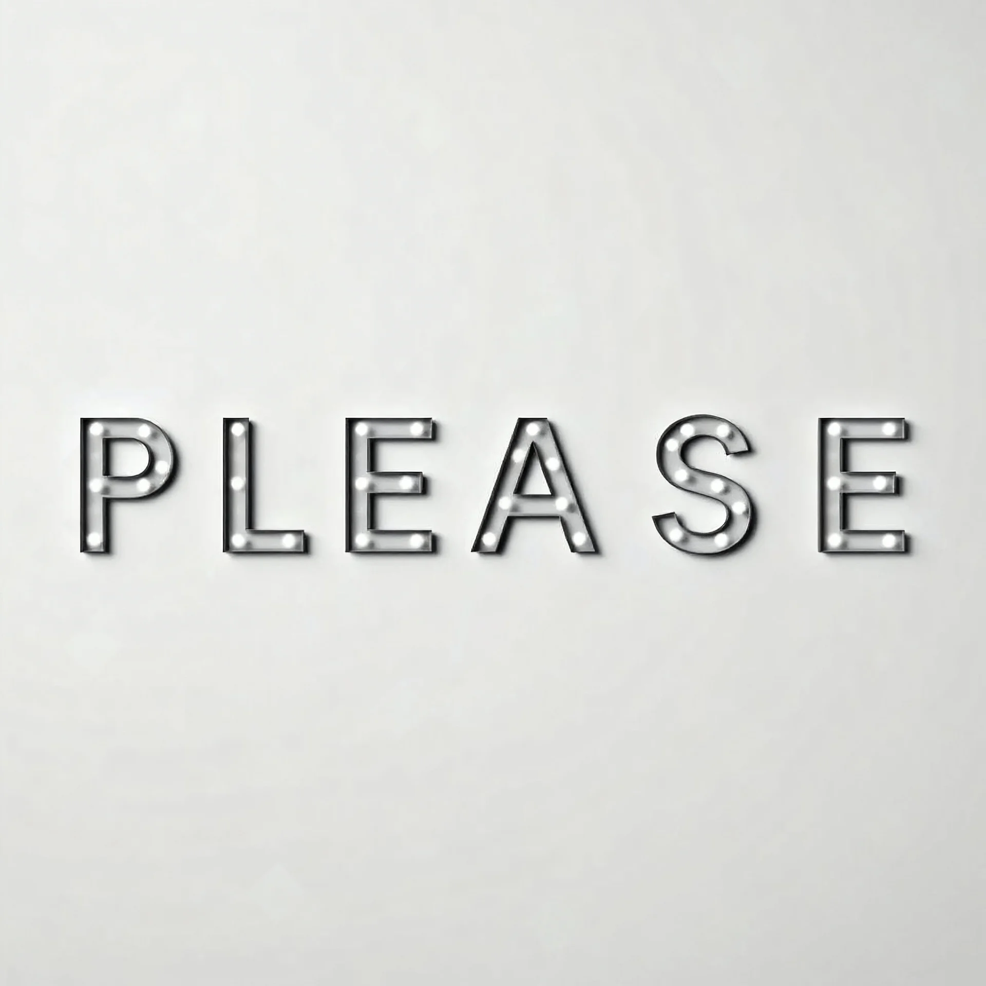 photograph, the word 'PLEASE' , in the style of photographer Nick Knight
