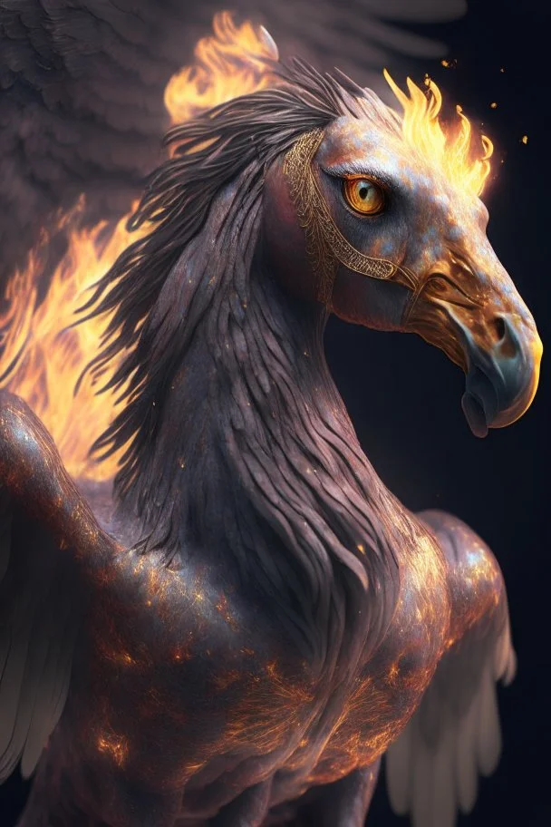 flaming spiritual Hippogriff ,insanely detailed, 16k resolution, perfect eyes, cinematic smooth, intricate detail