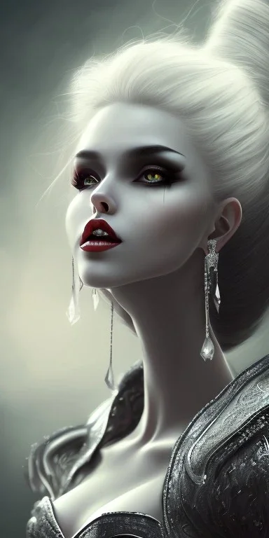 Vampire lady portrait, inspired by the story of vampire, Hot outfit, pigtail-hair portrait, 8k 12k resolution, and goddess body, pretty beautiful