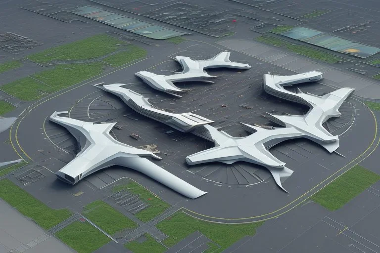 exterior view of an ant-shaped airport, spectacular, shocking, ultra quality, maximalist, 8k 3D