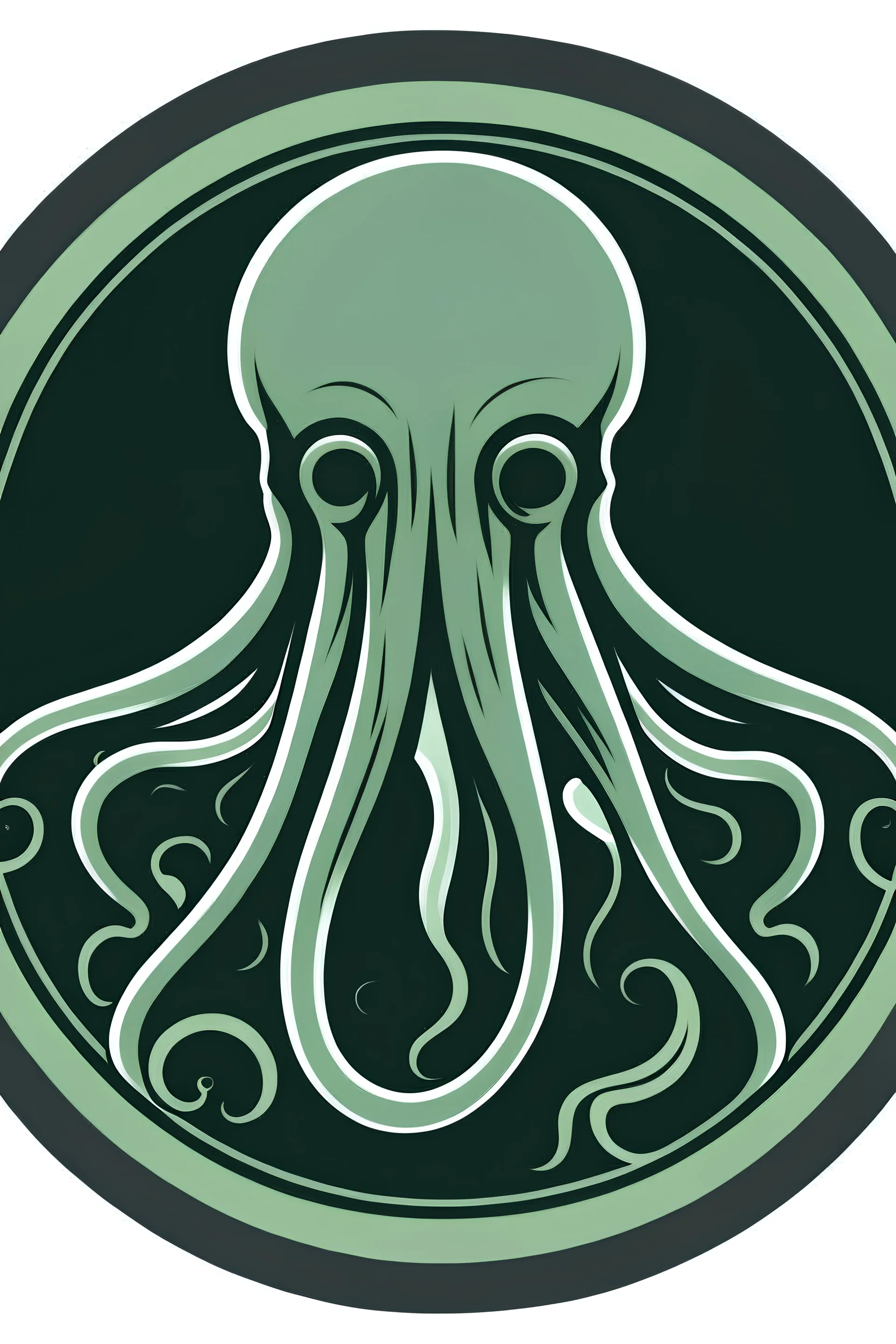 A circular logo style of a ghostly cthulu