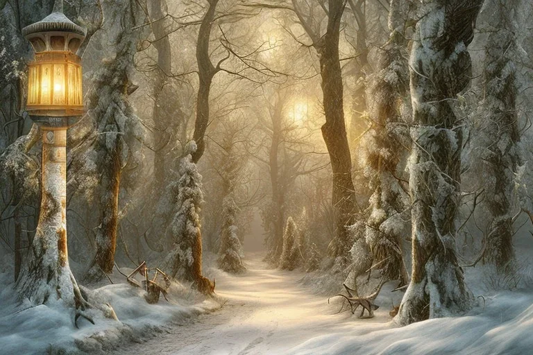 FOREST LANTERN WINTER PATH FALL