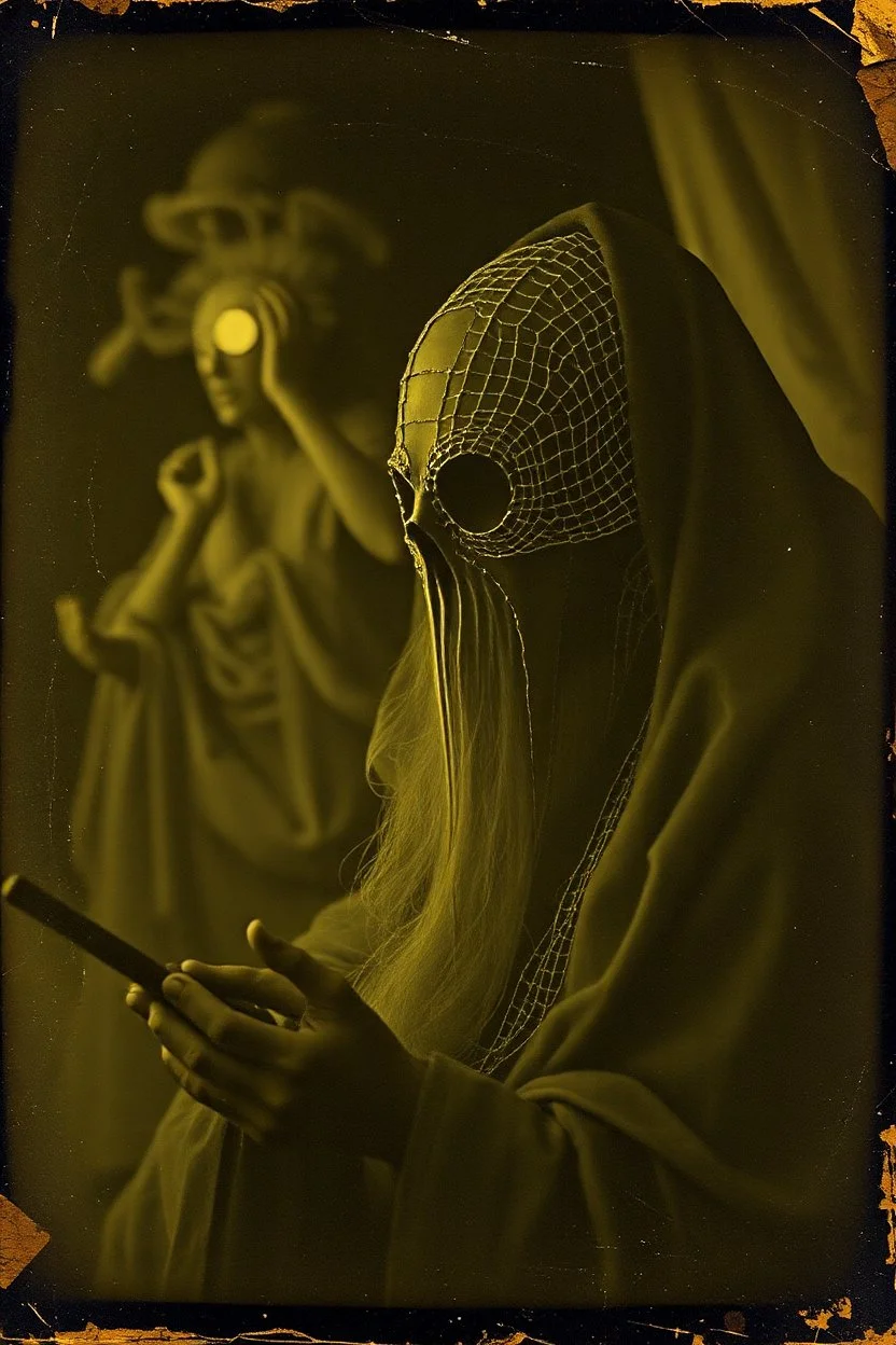 Daguerrotype close up some mysterious figures, odd background, Hieronymus Bosch Max Ernst ambient light, by Minicavio Quollati and Marlost Endgulp, Amano, Botticelli, Alphonse Mucha