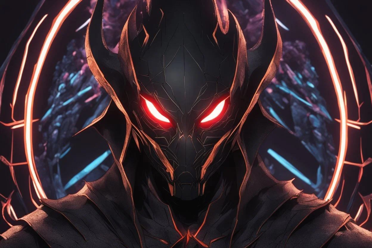 grendel in 8k solo leveling shadow artstyle, spider model, neon effect, magic circle, full body, apocalypse, cover eyes, intricate details, highly detailed, high details, detailed portrait, masterpiece,ultra detailed, ultra quality