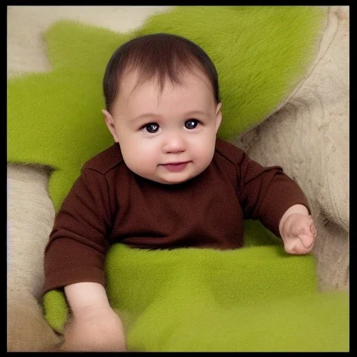 a green and brown baby grot realistic