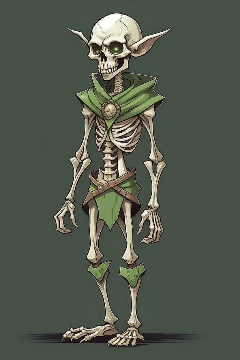 an elf, half skeleton