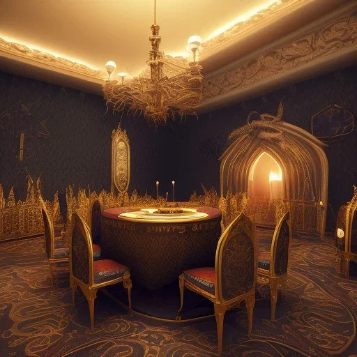 Camelot room, dark, lonely king, candle light, LCD tv, 16k quality, hyper realistic, 3d render, dramatic lighting, octane render, volumetric lighting