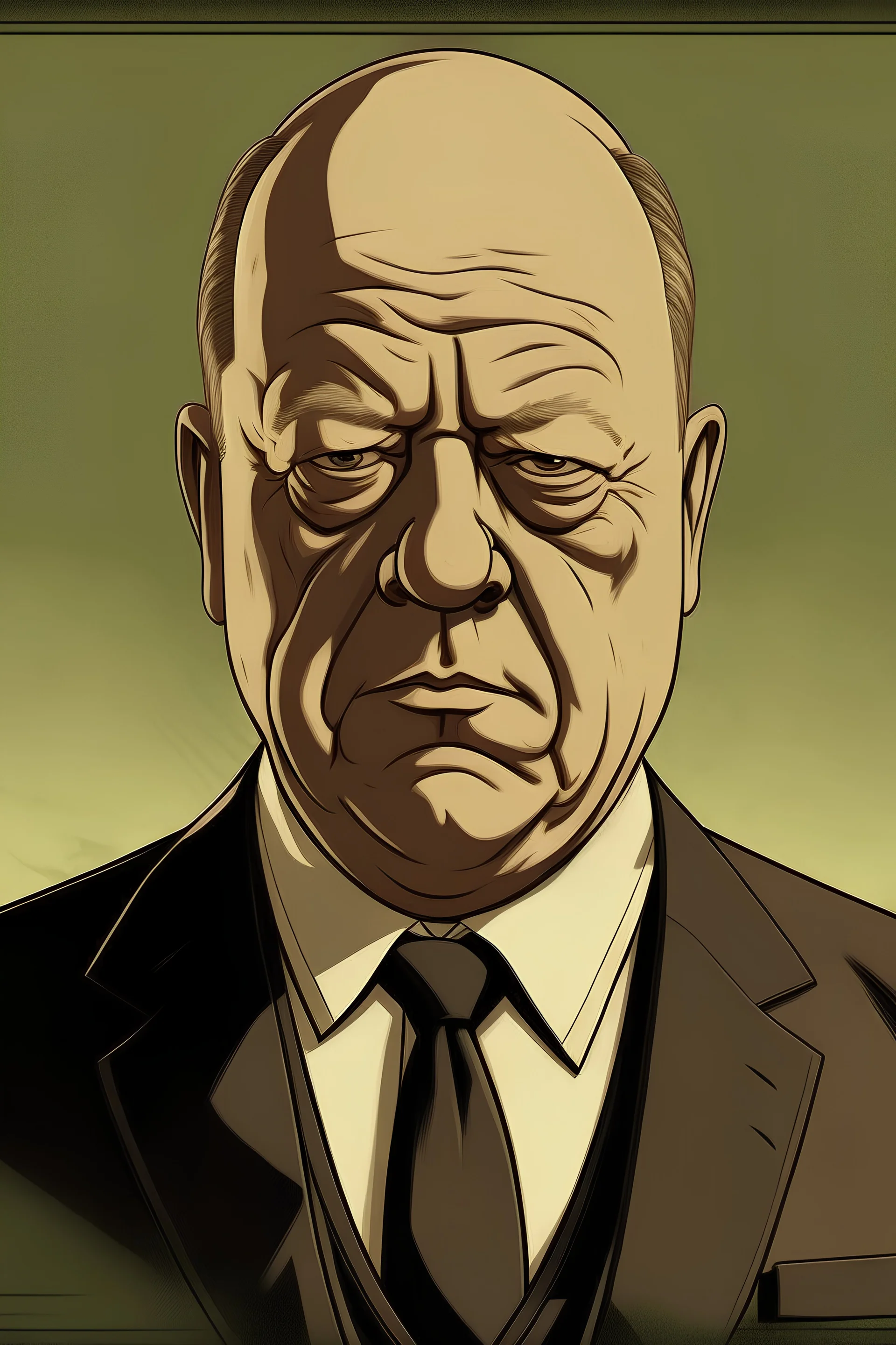 A portrait of Winston Churchil, in Gta San Andreas loadingscreen Style