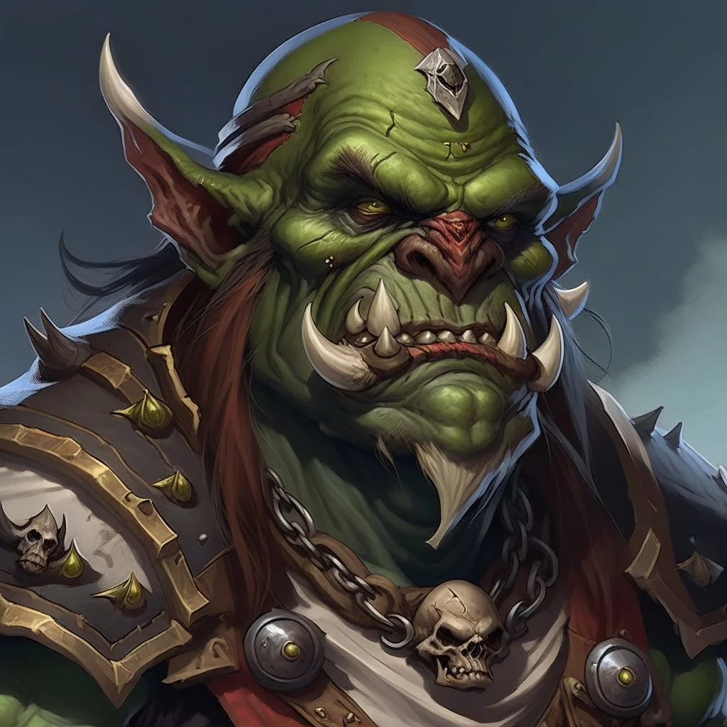 Large proud and orderly pirate orc dnd digital art