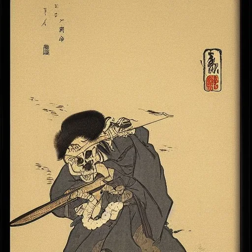 Knive in Skull by Hokusai