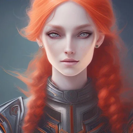 fantasy setting, woman, redhead, orange and white hair