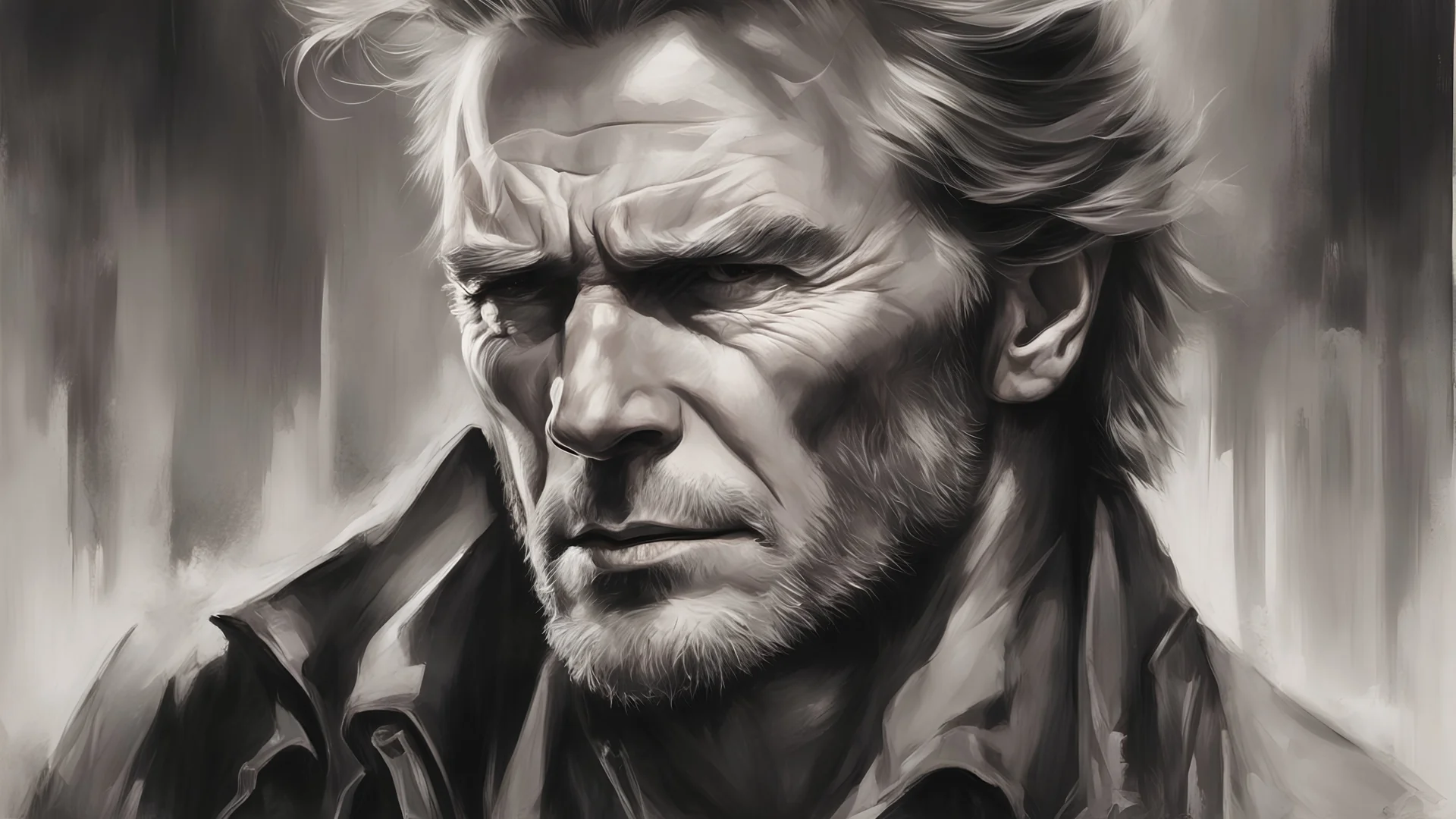 Clint Eastwood Stocholm city oil paiting by artgerm display style style dream, symptom, image artgerm display style punk anarchists