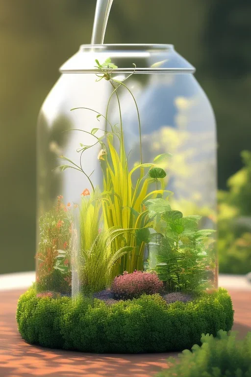 a glass jar terrarium filled with plants,concept art, highly detailed, digital art, sharp focus, trending on art station, illustration,digital painting ,