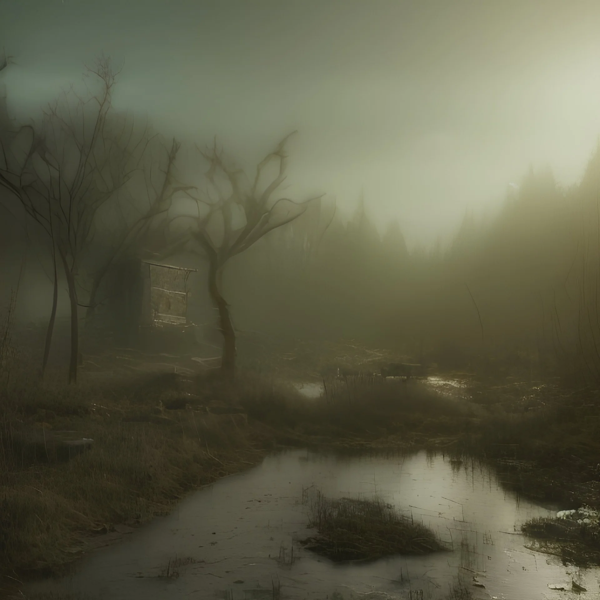 A spooky wasteland 8k, bas-relief, 3d, extraterrestrial, ethereal, eerie, with jagged rocks, swamp