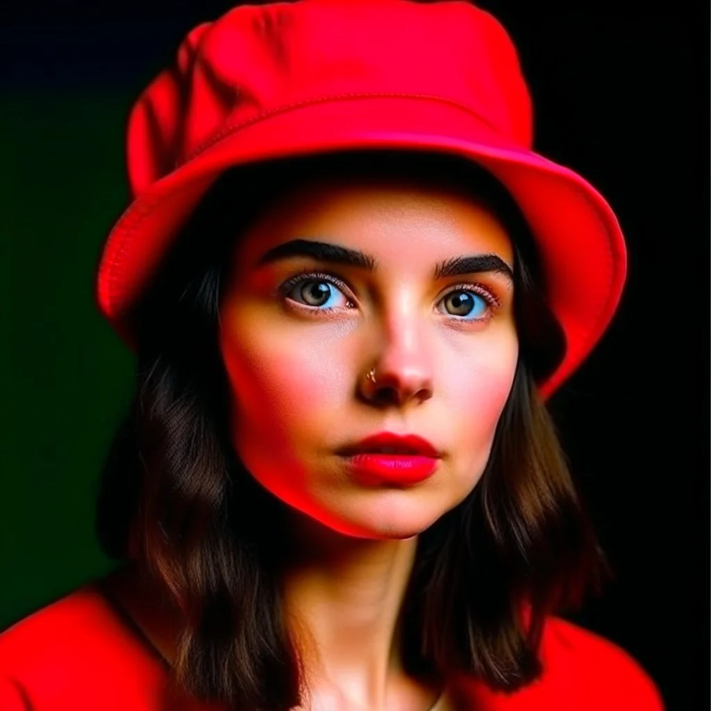 woman with a red beisball hat