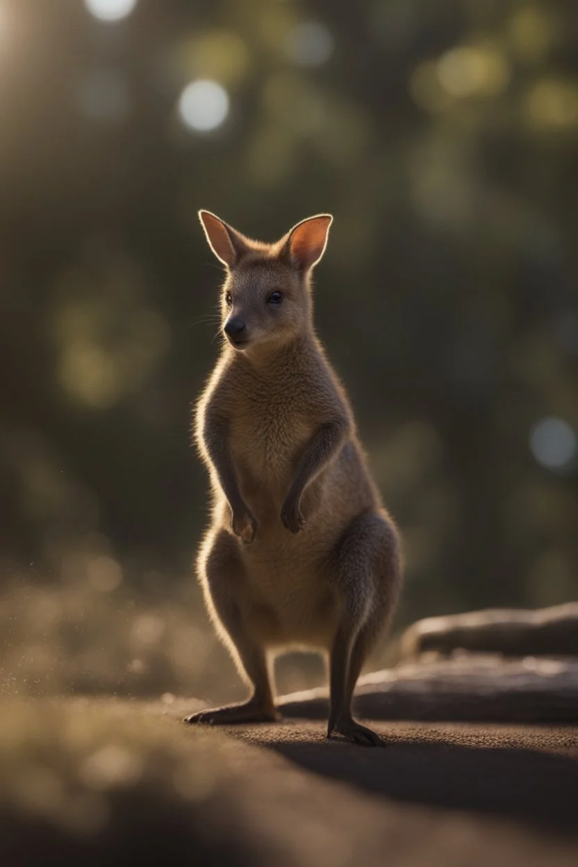 a wallaby who is training discos, bokeh like f/0.8, tilt-shift lens 8k, high detail, smooth render, down-light, unreal engine, prize winning