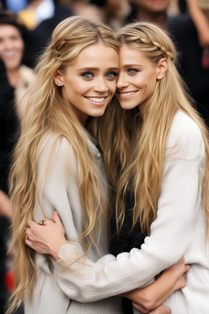 ((Mary-Kate and Ashley Olsen a warm hug)),charming Smile,