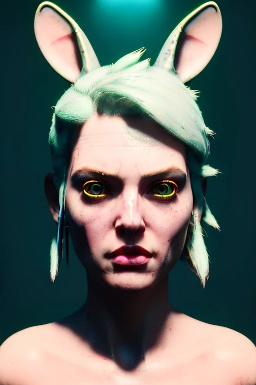 Fashion Portrait, tank girl, make up, natural busty, retro futuristic style, glow eyes, cinematic, Ultra realistic, wide angle view, soft color, highly detailed, unreal engine 5, RTX, ultra detail, volumetric lighting, 3d, finely drawn, high definition.