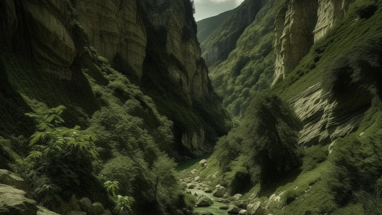 Les gorges s'étendaient devant lui, sauvages et escarpées. Au loin, leurs parois calcaires semblaient se refermer comme la gueule d'une bête affamée. Il s'approcha prudemment, fasciné par les formes étranges sculptées dans la roche par les ans.