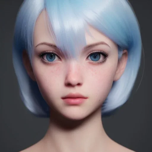 potrait girl look beautiful, eyes like ocean blue, short hair, smile, 8k, rtx, eyebrows like serious, facing left, real, cute, angry expression, tsundere