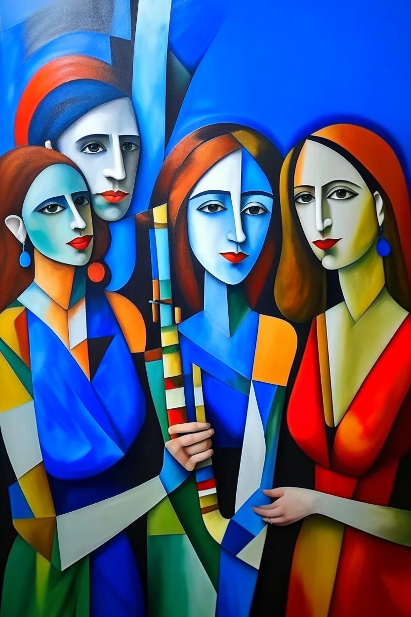 picasso style cubism 5 people