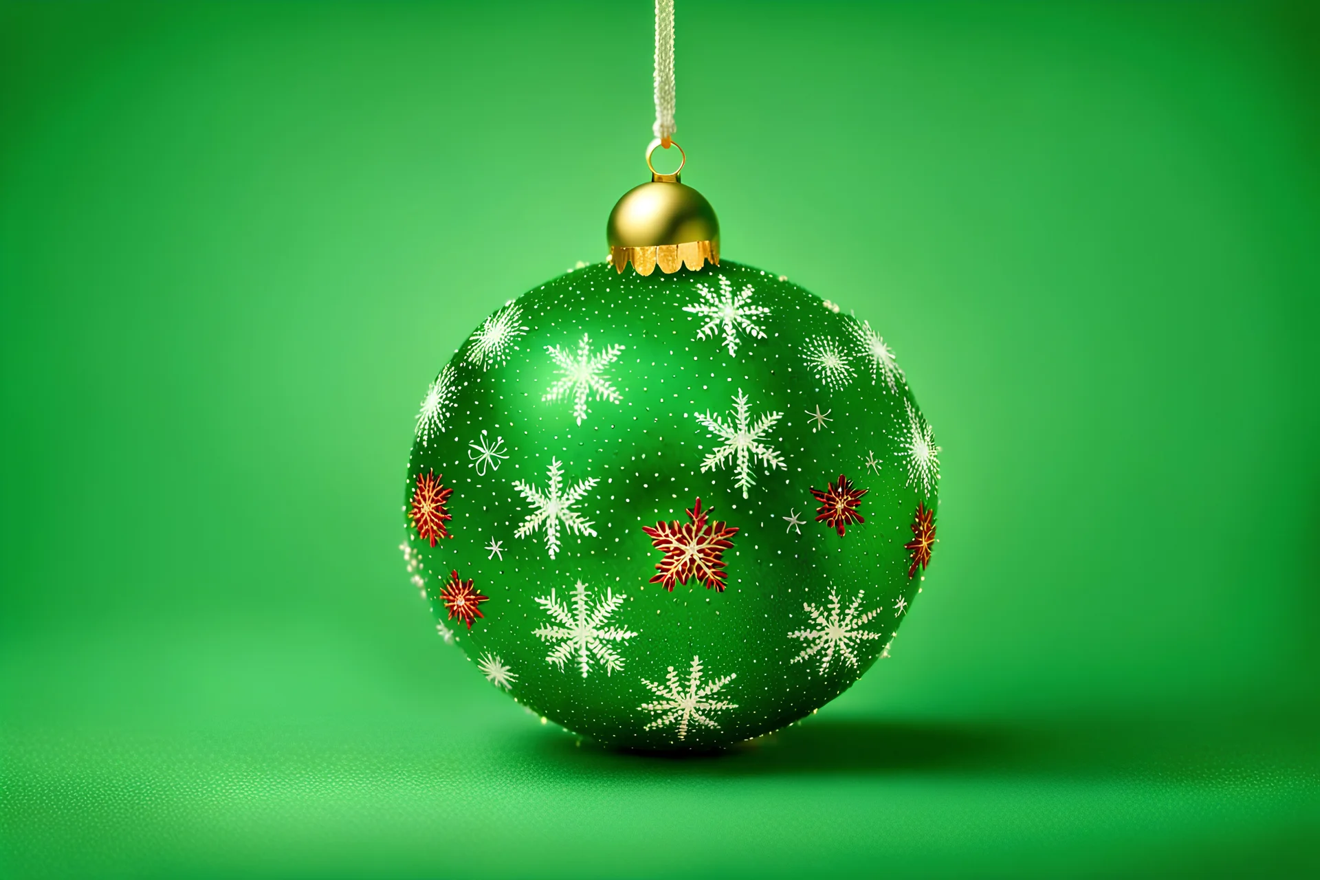 Christmas decoration ball isolated on green background new year