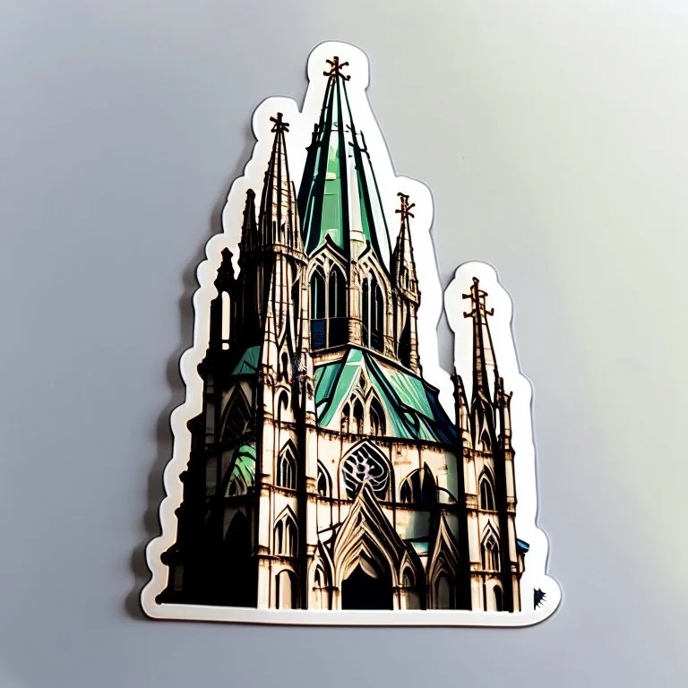 sticker of a cathedral building