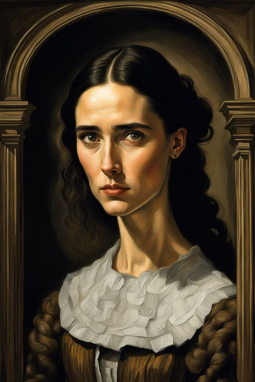 Jennifer Connelly painted by Rembrandt and Escher