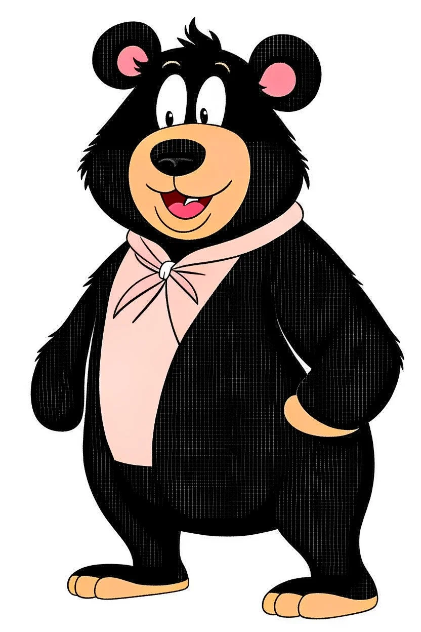Pig in a black bear costume, as it would appear on Looney Tunes
