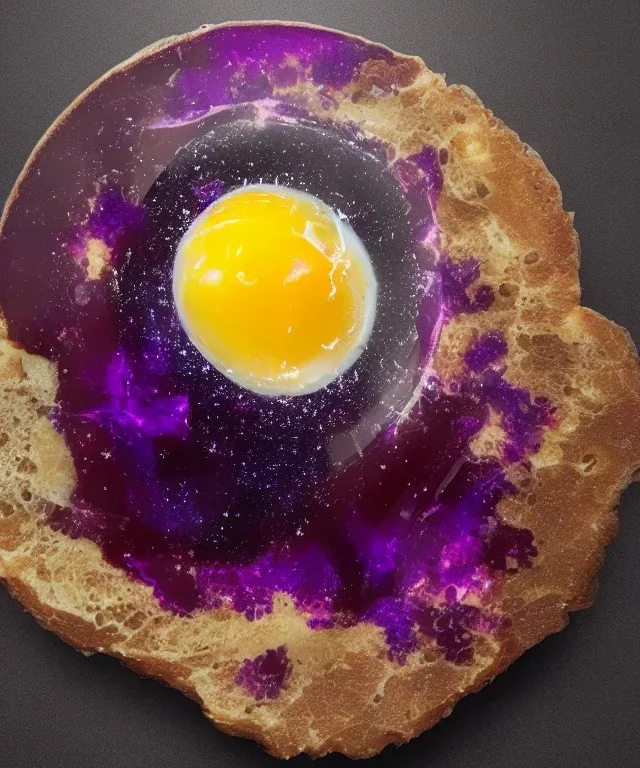 Cracked egg with cosmic jelly inside