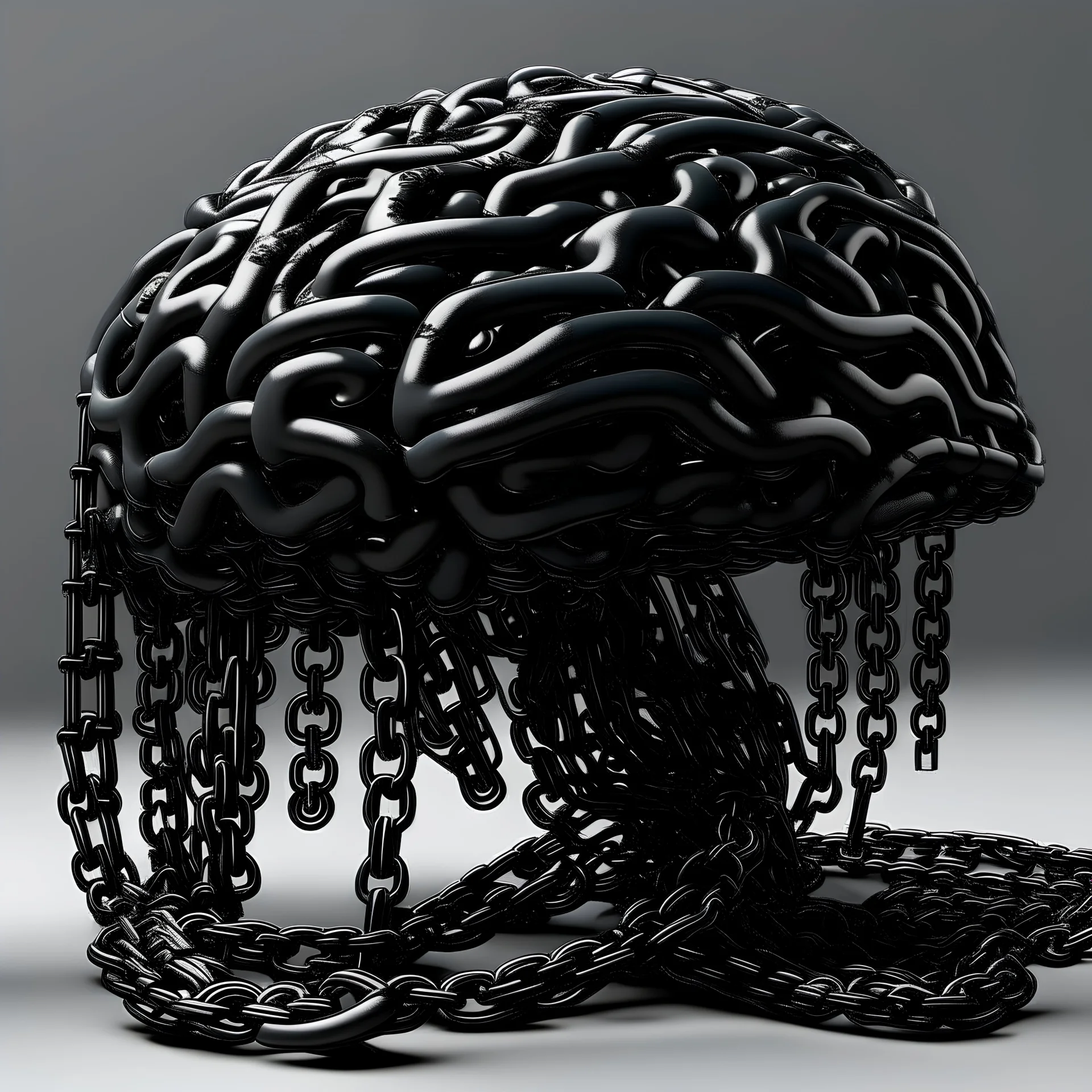 Brain made of inky black chains