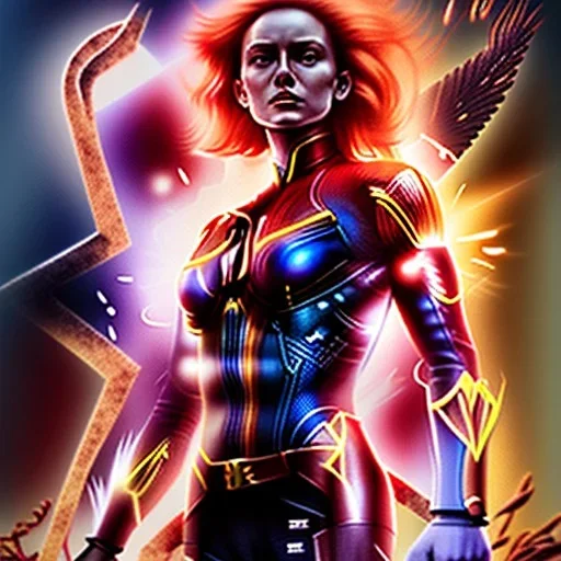 Dark Phoenix, X-Men , Jean Gray. hyperfantastic,hyperscifi,unreal engine,3D,best colours,deep purple . fire theme .blue neon smoke.cinamatic,full cinematic lights.beautiful body and hands details,beautiful face details,8k,hyperdetails.by alan parker.ann dittman