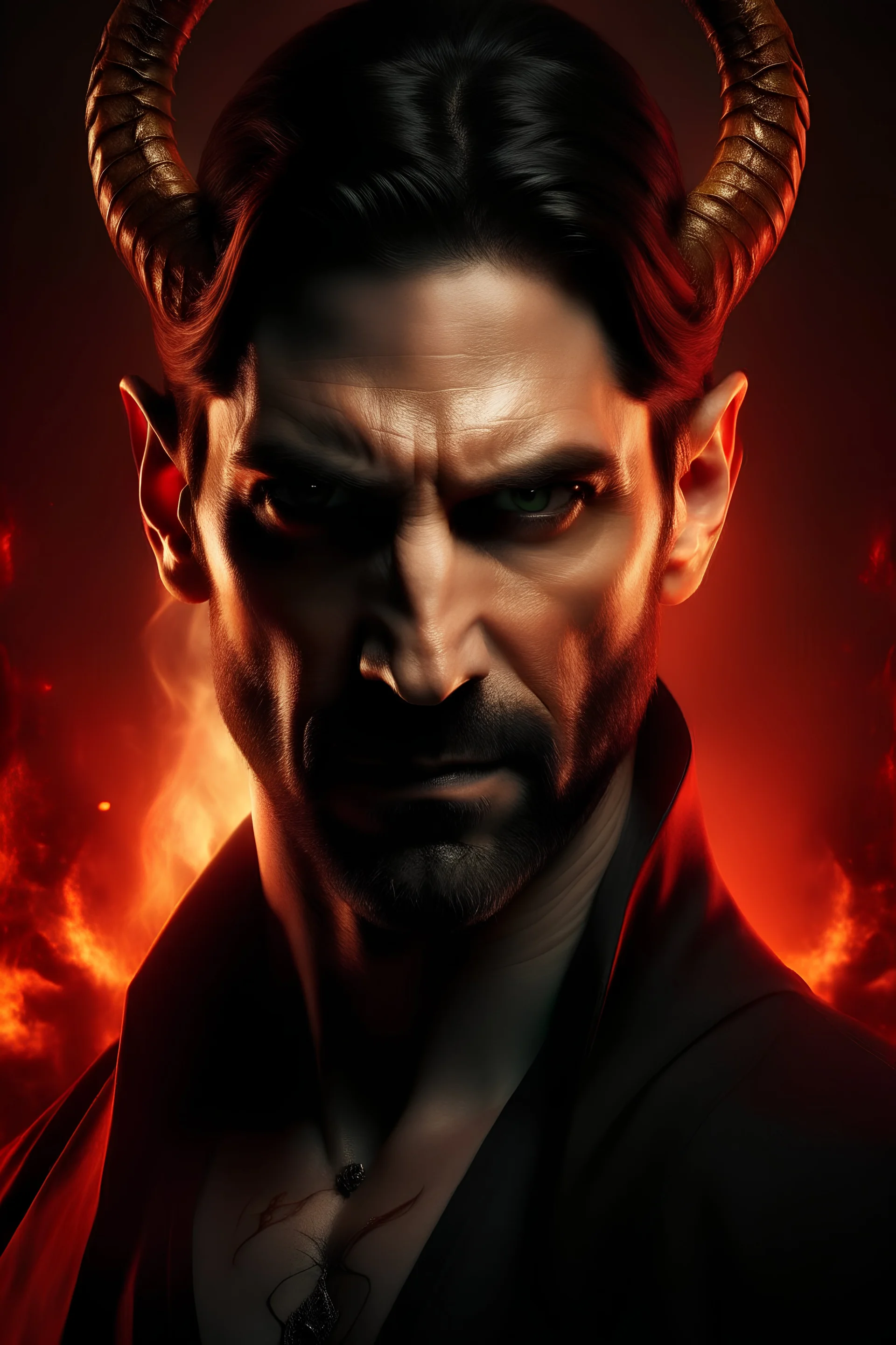 Erstell mir ein Banner von einen epischen teufel namesn Lucifer Mortifer