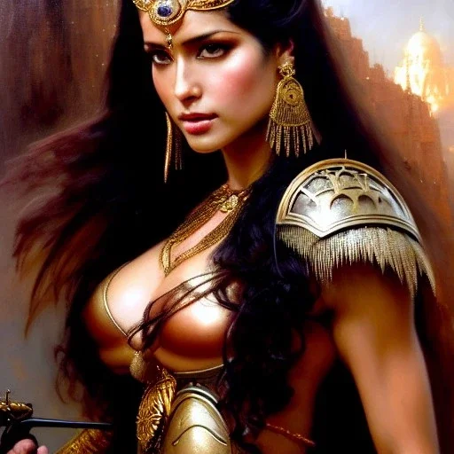 portrait beautiful face Dejah Thoris ,busty,medieval metal armor balanciaga fashion clothe painting by gaston bussiere, greg rutkowski, yoji shinkawa, yoshitaka amano, tsutomu nihei, donato giancola, tim hildebrandt, oil on canvas, cinematic composition, extreme detail,fit full head inside picture