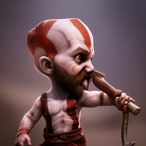 Cute baby video game god of war krotos, holding axe, mytology, 8k resulation, cinematic, cinema4d, hyper detailed, cinamtic lighting, octane render, unreal engine 5, realistic