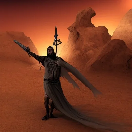 Arab Christian vampire nighttime desert warrior