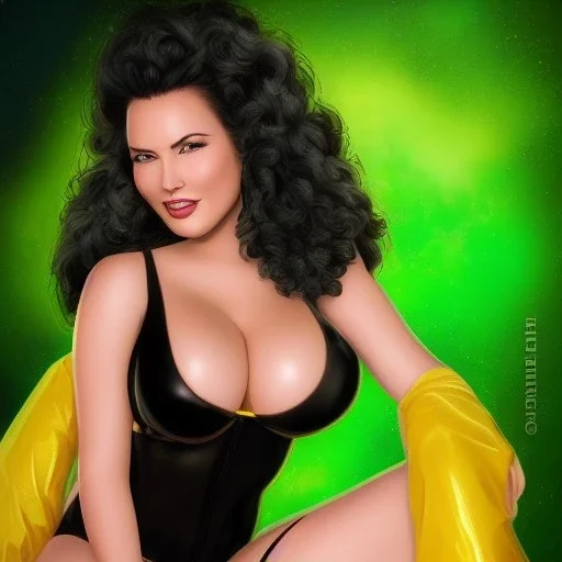 ultra detailed fullbody portrait of beautiful busty Jillian Russell , wearing skintight yellow and black costume, extremely detailed digital painting, intrincate, extremely detailed smiling face,crystal clear Big Green eyes, in the style of clyde caldwell , mystical colors , perfectly centered image, perfect composition, rim light, beautiful lighting,8k, stunning scene, raytracing