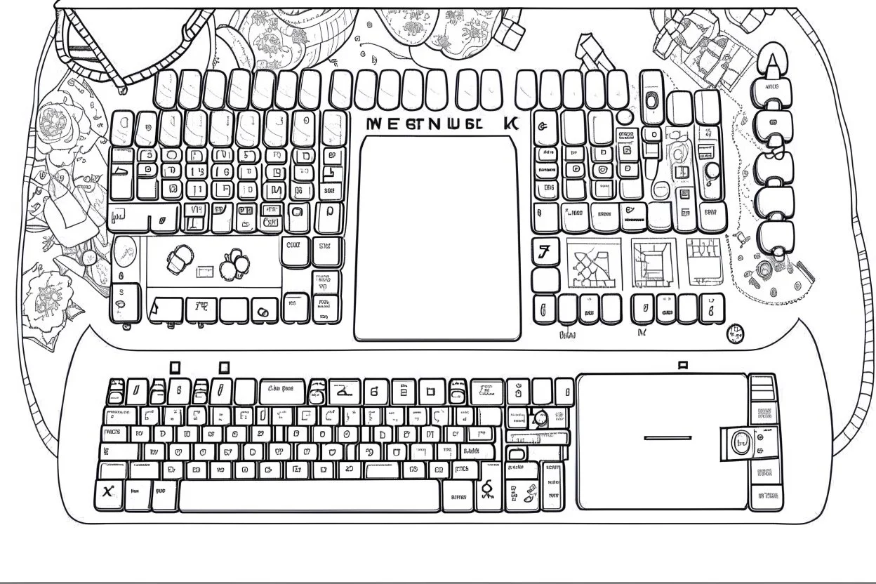 full keyboard,full coloring page