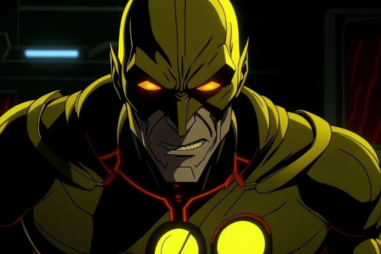 the reverse flash animated insede a medalion make him look menacing