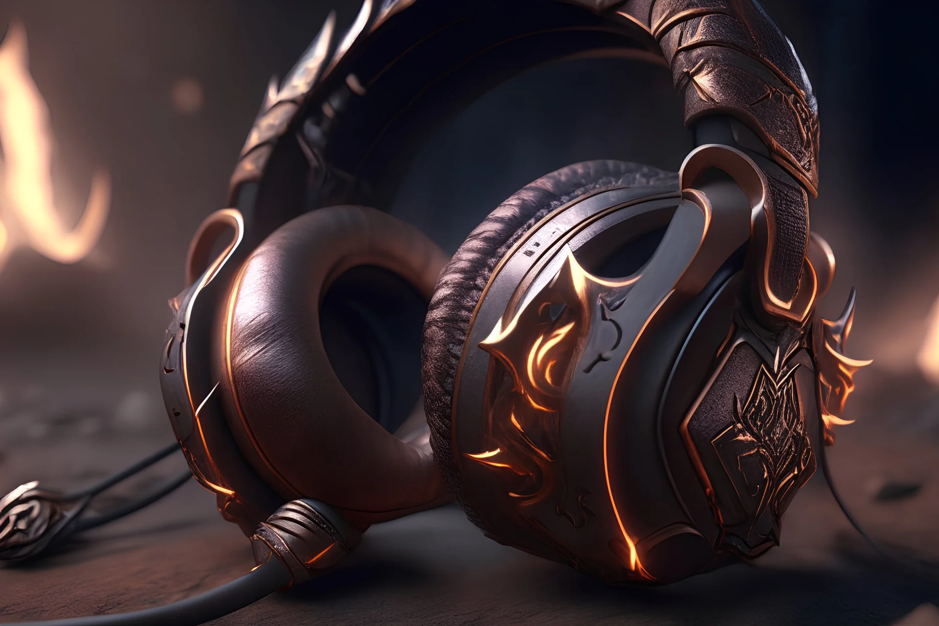 Photoreal fantasy dungeons and dragons headphones by lee jeffries, 8k, high detail, smooth render, unreal engine 5, cinema 4d, HDR, dust effect, vivid colors