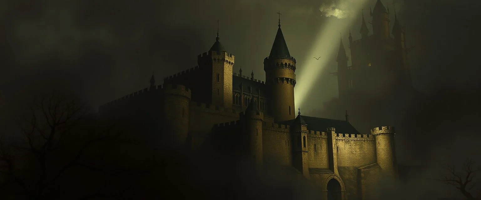 He’d turn the castle into a mood, not just a building Instead of a clean, detailed fortress, you’d likely get something emerging from shadow—half-hidden, dramatic, almost mysterious. Think less “tourist postcard,” more “something important just happened here.” Light would be the main character Rembrandt’s signature style—Chiaroscuro—would dominate. Maybe a single beam of light hitting a tower while the rest fades into darkness.