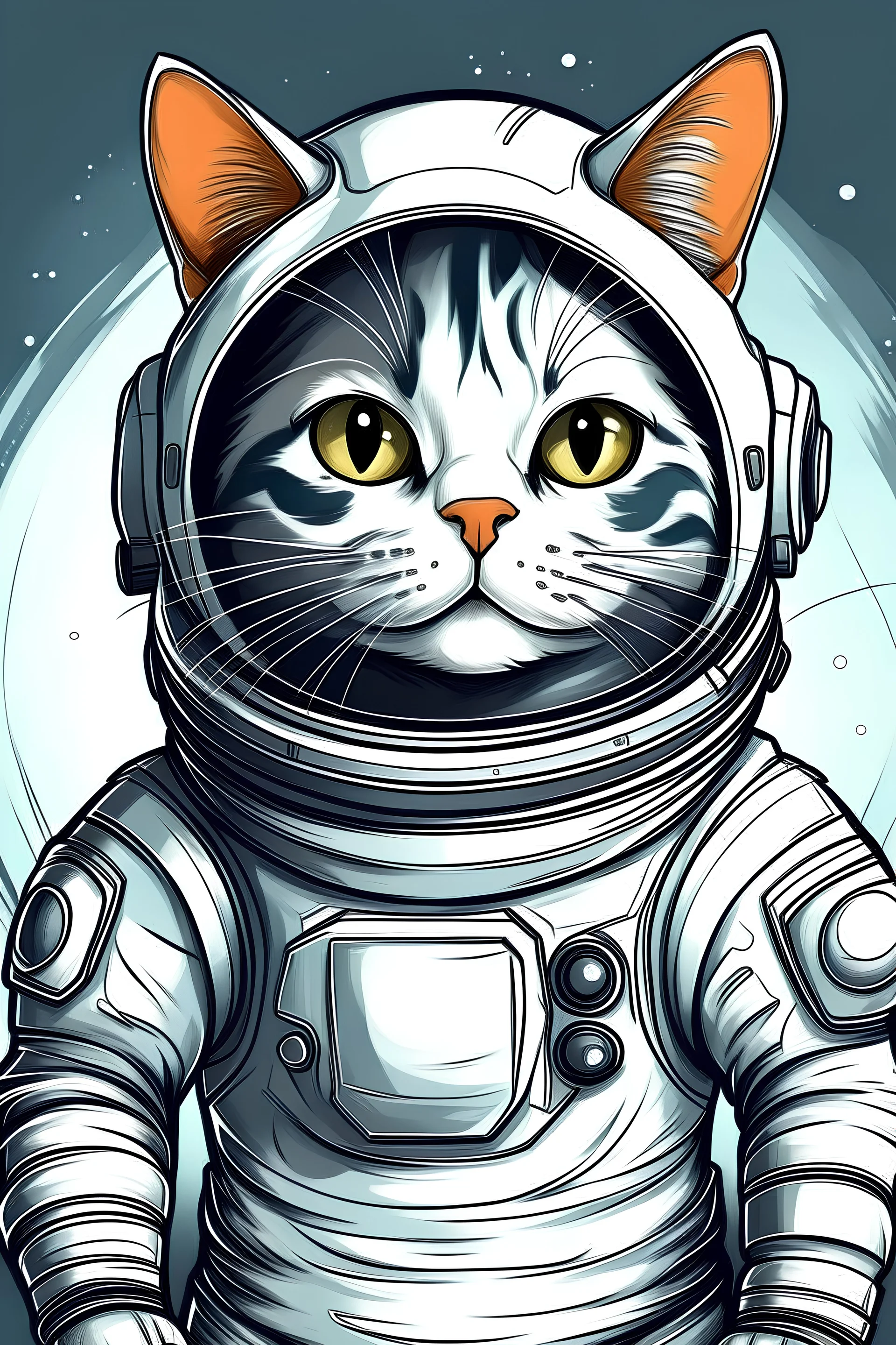 Draw a cat wearing a spacesuit