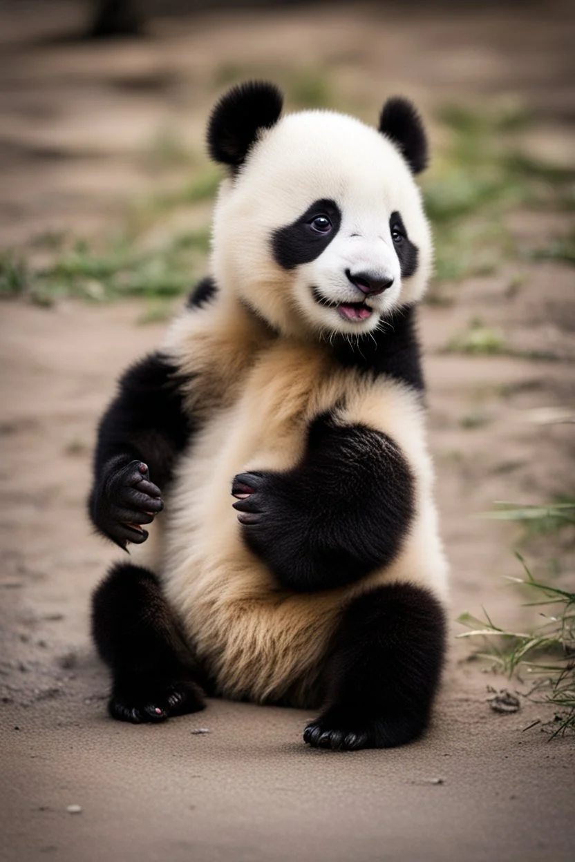 A slightly drunk baby panda