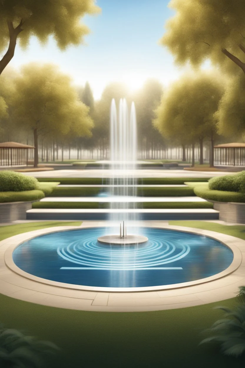 square logo, Melody of Fountains Park, landscape design of the park in the style of music and musicals