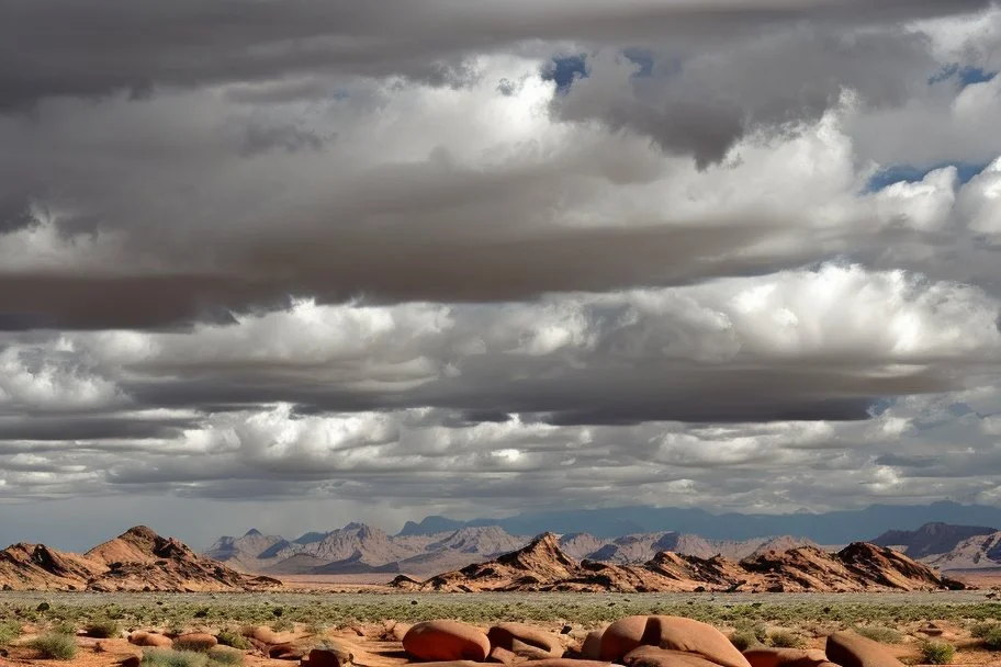 Cloudy day, rocks, arid land