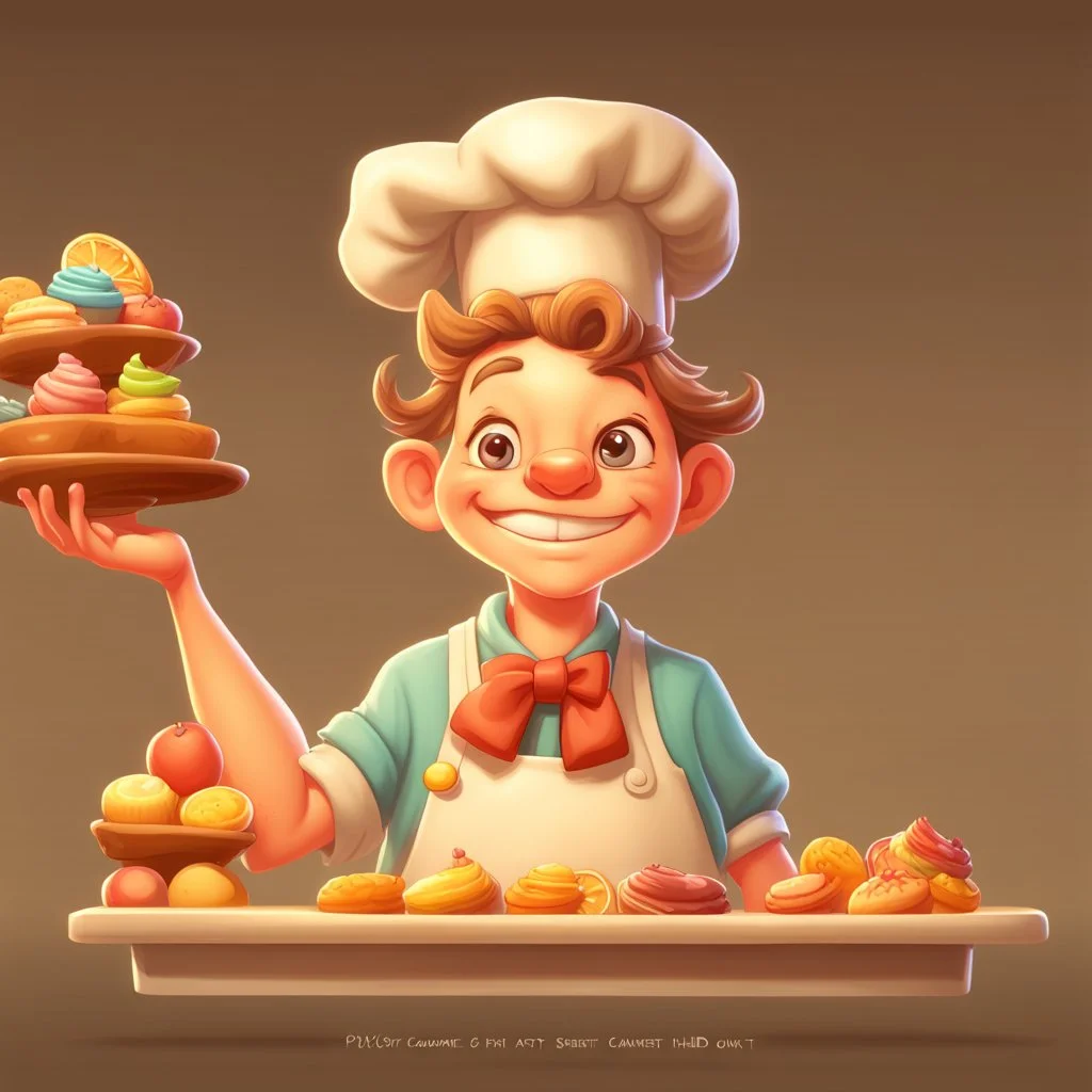 a cartoon character thirty years old confectioner , an ultrafine detailed painting by senior character artist, featured on polycount, sots art, artstation hd, 2d game art, behance hd