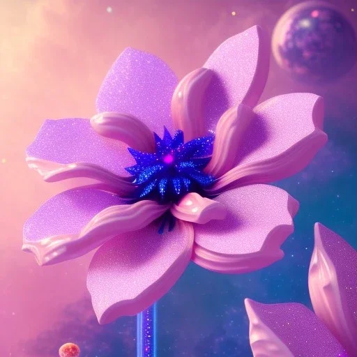  glitter and cristal flower pink and blue in a galactic ambiance, delicate colors in the foreground, full of details, smooth, light effect，vaporwave colorful, smooth, extremely sharp detail, finely tuned detail, ultra high definition, 8 k, unreal engine 5, ultra sharp focus