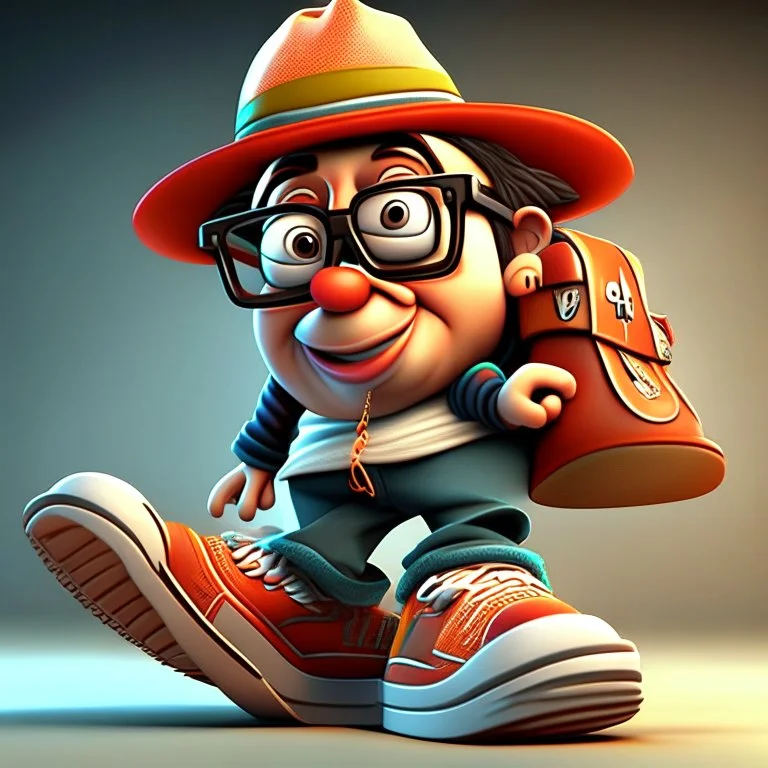 3D, cartoon, Gustavo Petro, full body, shoes, hat