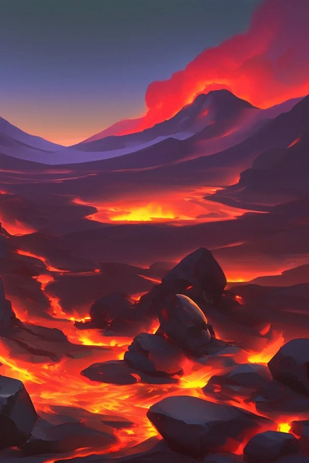 an inferno landscape with rocks