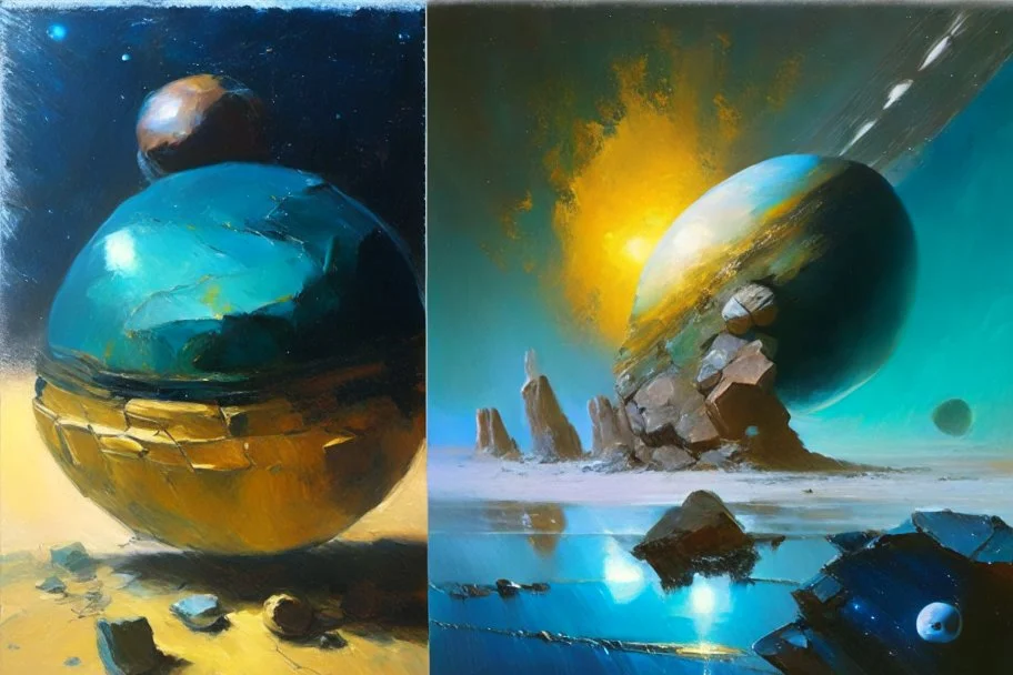 Exoplanet, stones, Lesser ury and otto pippel painting